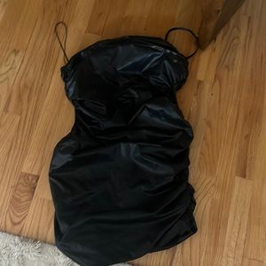 Princess Polly black mini dress, never worn, one shoulder, left side cut out